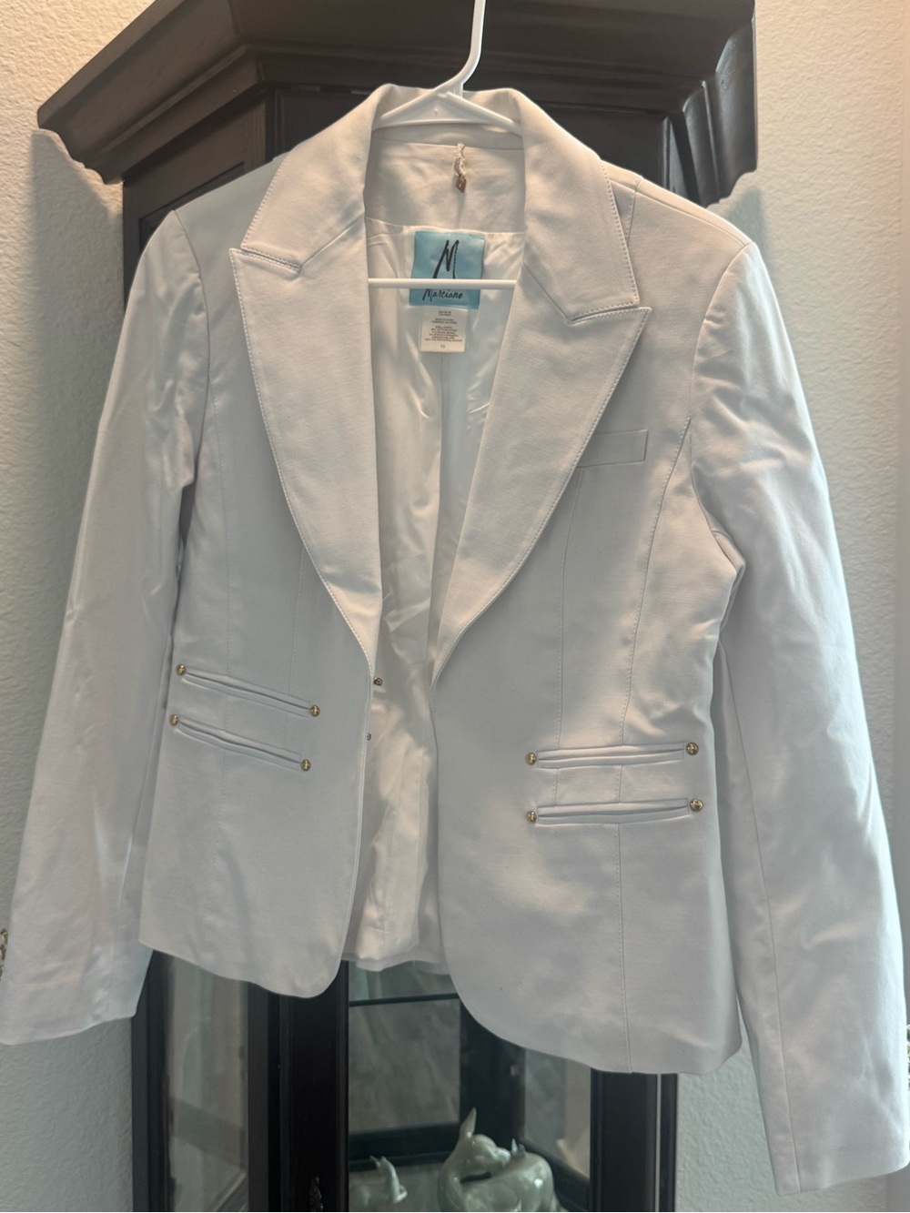 Marciano Women’s White Tailored Blazer with Gold-Tone Accents